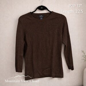 Cashmere Pure Cashmere Chocolate Brown 3/4 Sleeve Crewneck Sweater/ Quiet Luxury